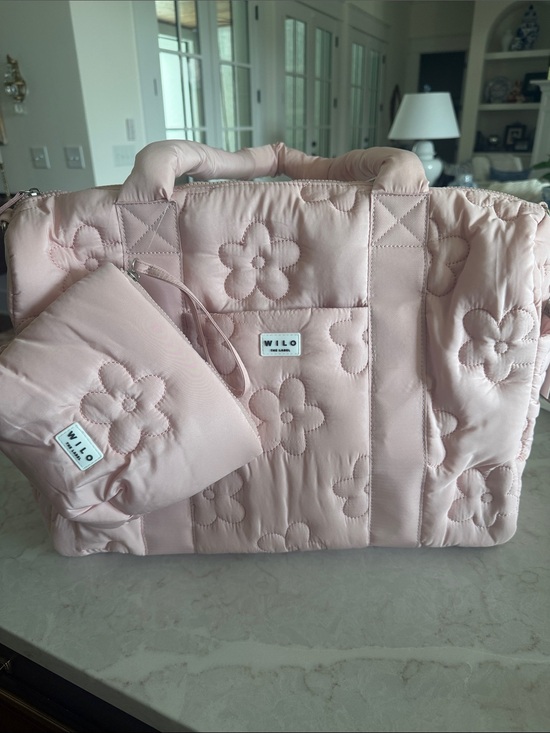 Wilo The Label Handbags - Wilo Quilted Floral Travel Tote in Light Pink